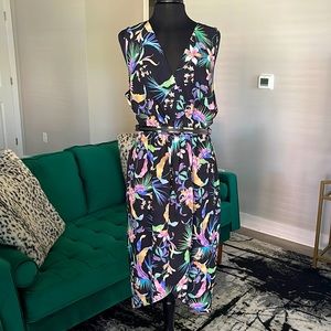 City Chic Midi Floral Belted Dress - Size S / 16